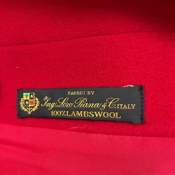 FLEURETTE RED / BLACK FUR TRIMMED MID LENGTH LAMBSWOOL COAT - Picture 6 of 6